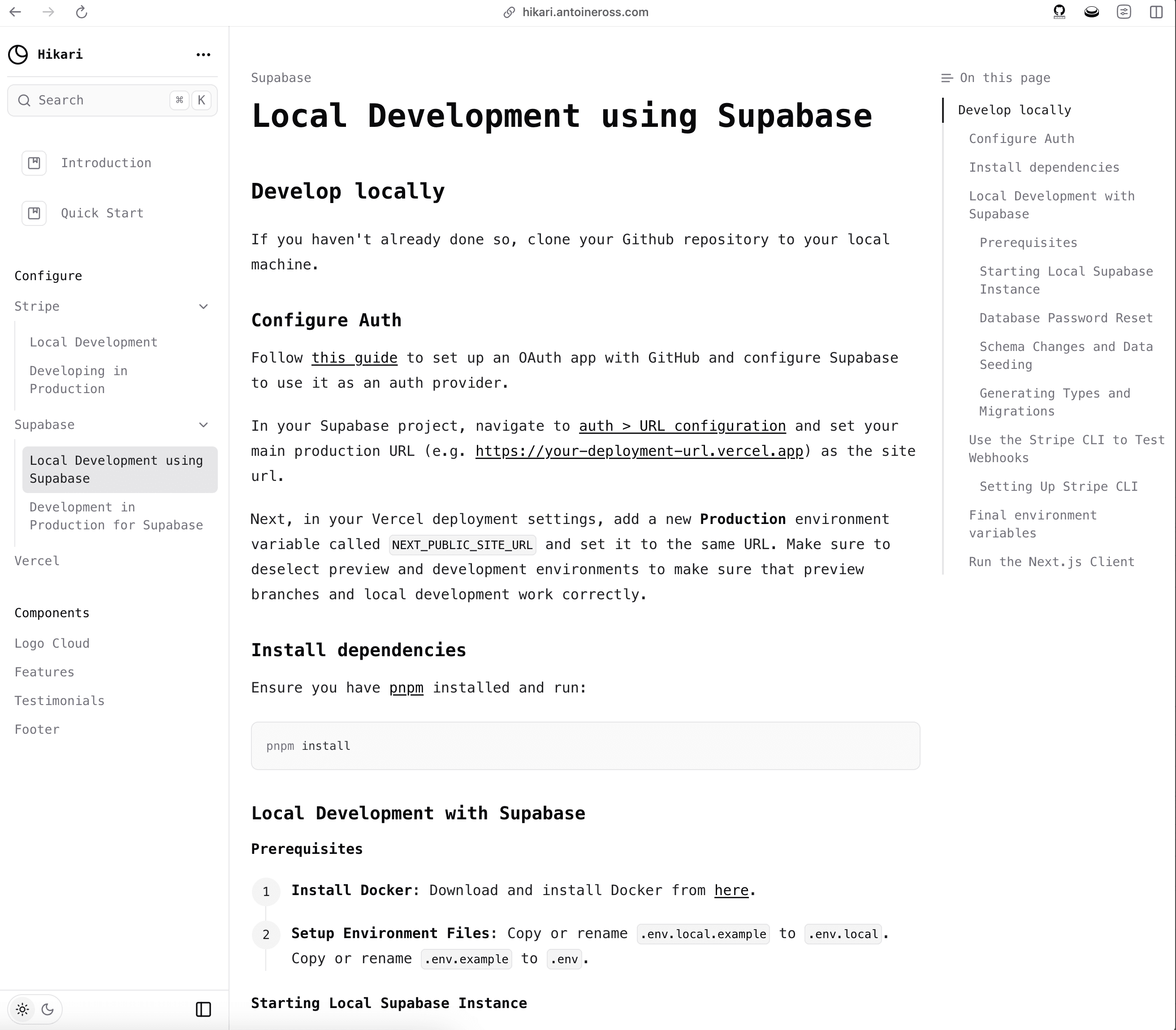 Hikari Supabase Setup